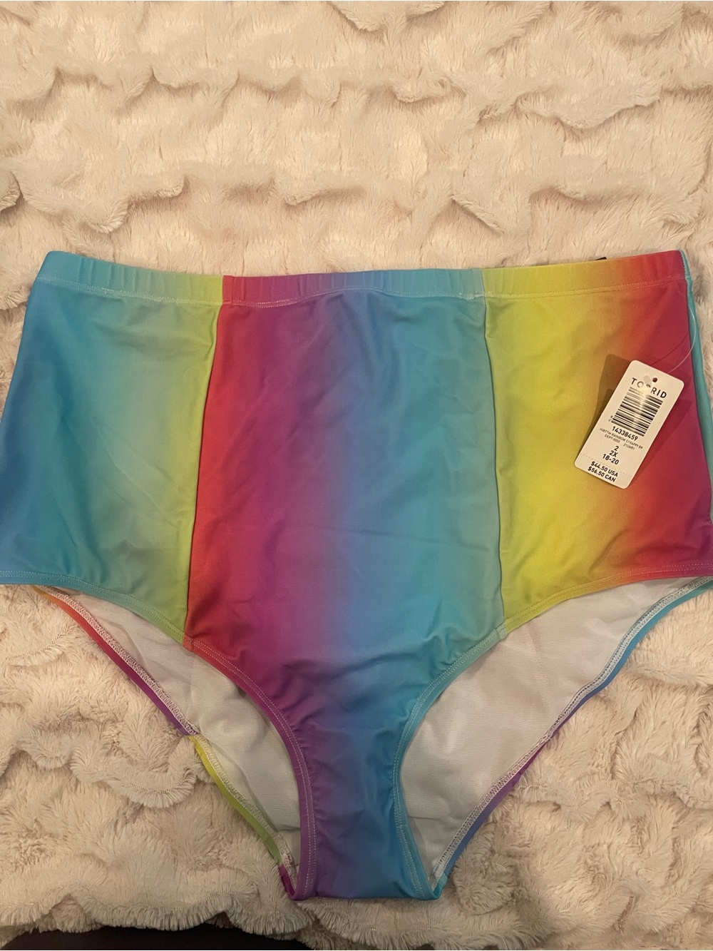 Torid Rainbow Ombre High‎ Waisted Strappy Back Bikini Bottoms Size 2X 18-20 NEW